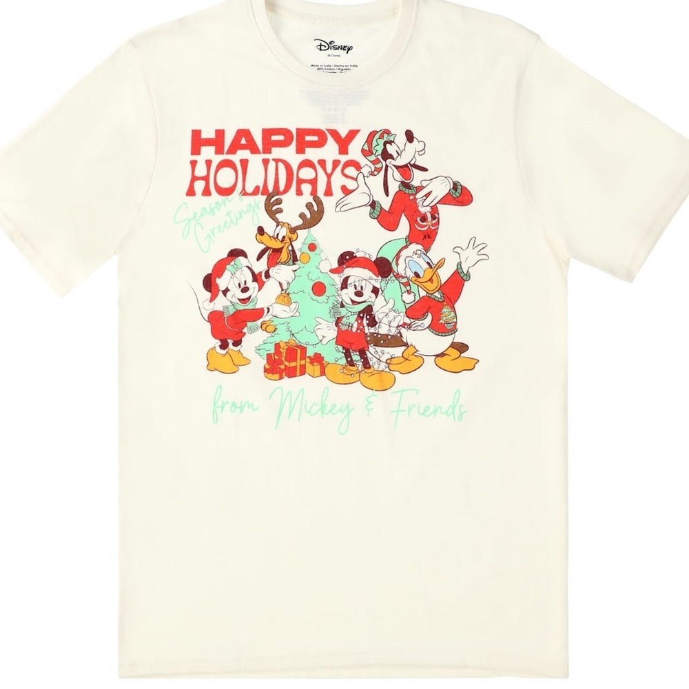 Disney Happy Holidays Mickey & Friends Christmas Tee Adult Unisex NWT